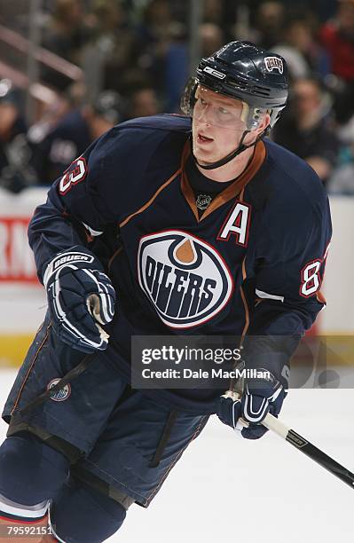 Ales Hemsky of the Edmonton Oilers skates against the San Jose Sharks during their NHL game on January 29, 2008 in Edmonton, Alberta, Canada.