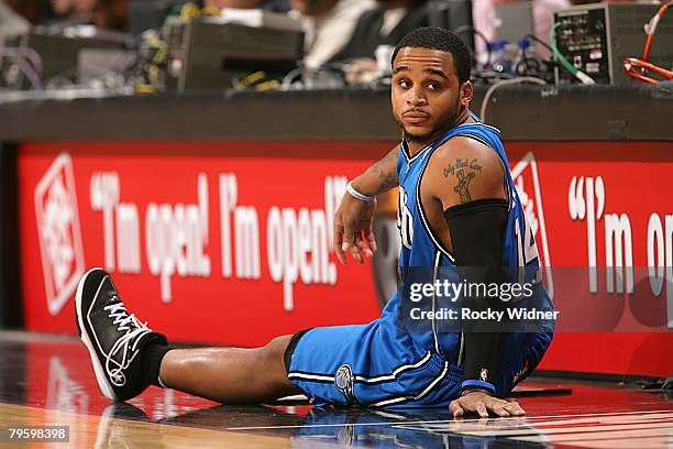 Jameer Nelson of the Orlando Magic looks on during the NBA game against the Sacramento Kings on January 8, 2008 at Arco Arena in Sacramento,...