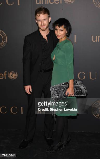 Actor Ben Foster and Zoe Kravitz attend a reception to benefit UNICEF hosted by Gucci during Mercedes-Benz Fashion Week Fall 2008 at The United...