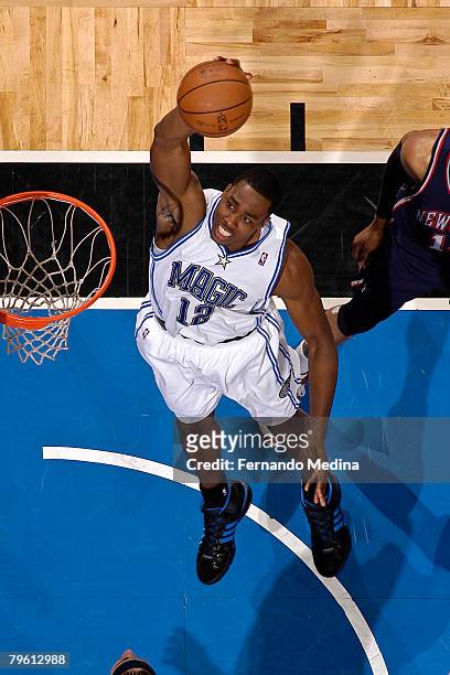 Dwight Howard of the Orlando Magic dunks against the New Jersey Nets at Amway Arena on February 6, 2008 in Orlando, Florida. NOTE TO USER: User...