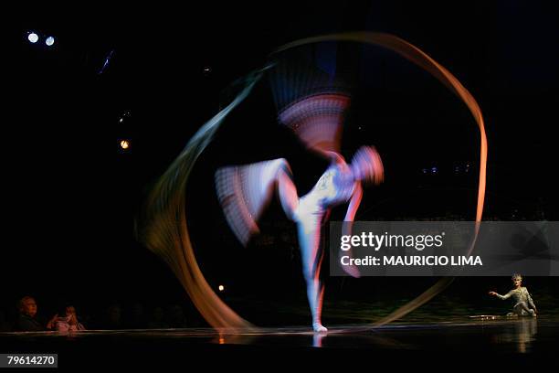 An artist of 'Cirque du Soleil' performs during a dress rehearsal for the 'Alegria' show in Sao Paulo, Brazil, 06 February 2008. The international...