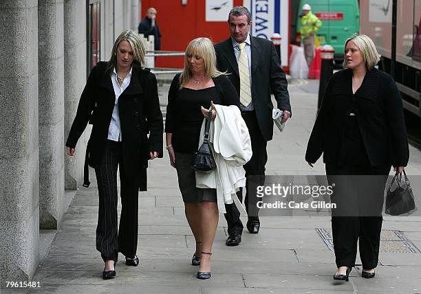Nicole, Linda and Danielle Bowman, the family of murdered model Sally Anne Bowman arrive at the Central Criminal Court on February 7, 2008 in London....