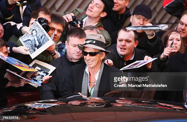 Keith Richards of the Rolling Stones attends the 'Shine A Light' Photocall as part of the 58th Berlinale Film Festival at the Grand Hyatt Hotel on...