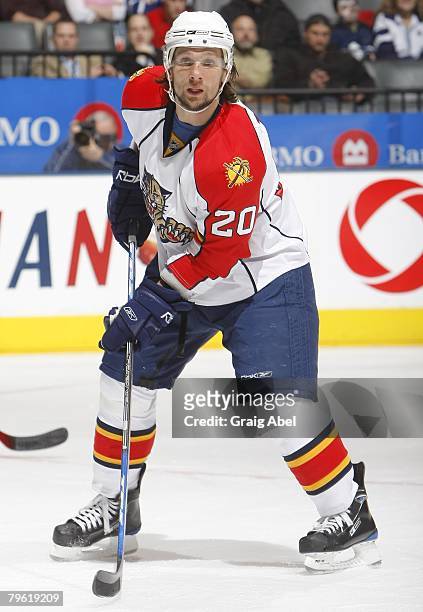 Richard Zednik of the Florida Panthers skates up ice during game action against the Toronto Maple Leafs February 5, 2008 at the Air Canada Centre in...