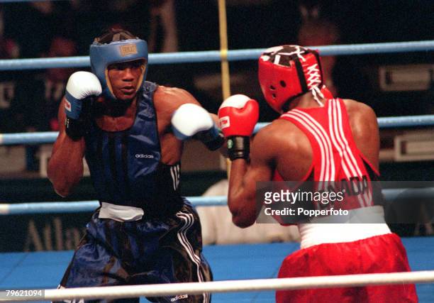 Olympic Games, Atlanta, USA, Boxing, 91 Kg , Cuban gold medal winner Felix Savon in action to defeat Canada's Defiagbon
