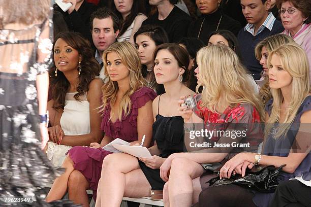 Actors Aisha Tyler, Carmen Electra, Sophia Bush, Leven Rambin and Beth Ostrosky attend the Rebecca Taylor Fall 2008 fashion show during Mercedes-Benz...