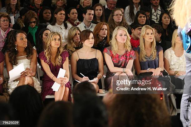Actors Aisha Tyler, Carmen Electra, Sophia Bush, Leven Rambin and Beth Ostrosky attend the Rebecca Taylor Fall 2008 fashion show during Mercedes-Benz...