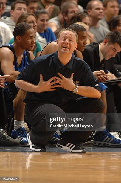 Bobby Gonzalez, head coach of the Seton Hall Pirates, during a basketball game against the Georgetown Hoyas at Verizon Center on February 2, 2008 in...