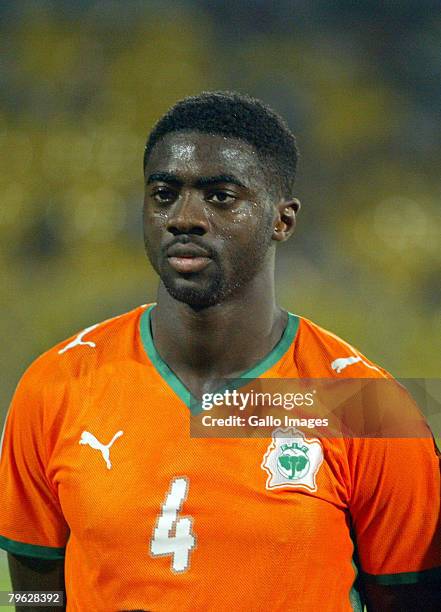 Kolo Toure of Ivory Coast plays in the AFCON semi-final match between Ivory Coast and Egypt held at the Baba Yara Stadium February 7, 2008 in Kumasi,...