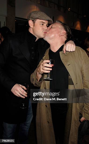 Danny Dyer and Kenneth Cranham attend the after party following the press night of 'The Homecoming', at the Almeida Theatre on February 7, 2008 in...