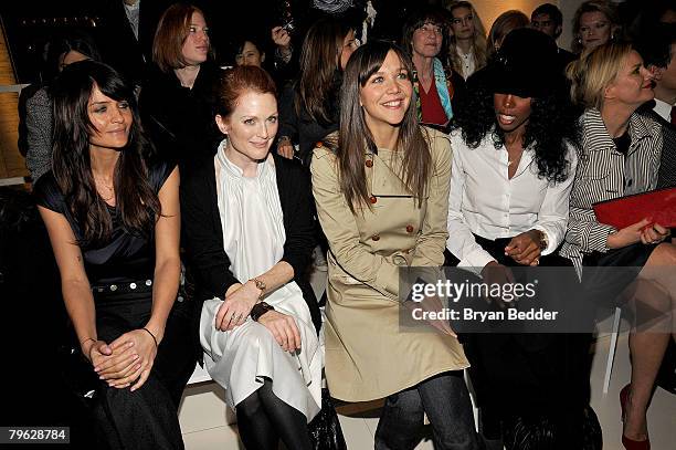 Model Helena Christensen, Actress Julianne Moore, Actress Maggie Gyllenhaal and Singer Kelly Rowland attend the Tommy Hilfiger Fall 2008 fashion show...