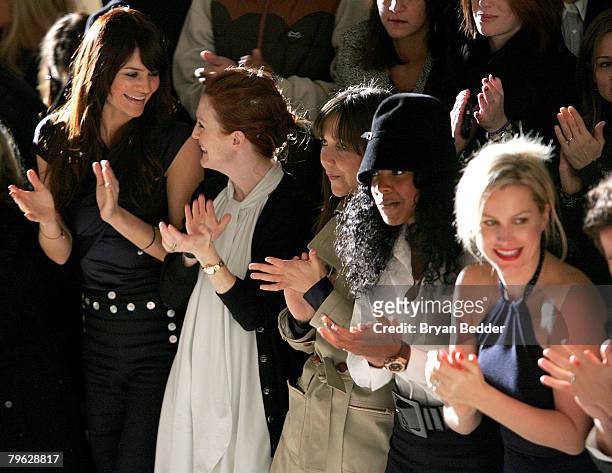Model Helena Christensen, Actress Julianne Moore, Actress Maggie Gyllenhaal, Singer Kelly Rowland and Actress Alice Evans attend the Tommy Hilfiger...