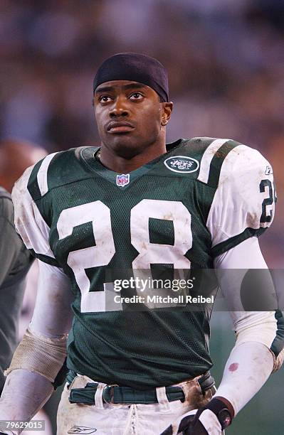 Running Back Curtis Martin of the New York Jets on the sidlines during the game againist the San Francisco 49ers. The San Francisco 49ers went on to...