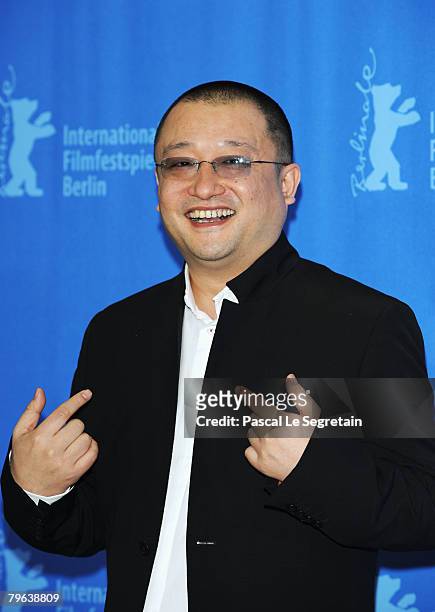 Director Wang Xiaoshuai attends the 'In Love We Trust' Photocall and Press Conference as part of the 58th Berlinale Film Festival at the Grand Hyatt...