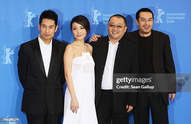 Cheng Taisheng, Liu Weiwei and Zhang Jiayi attend the 'In Love We Trust' Photocall and Press Conference as part of the 58th Berlinale Film Festival...