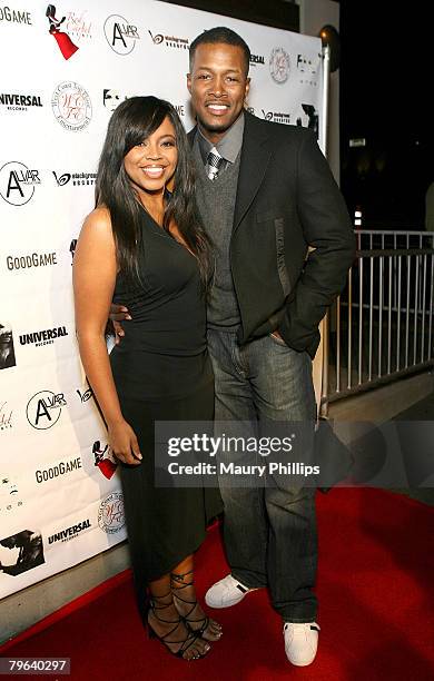 Singer Shanice Wilson and actor Flex Alexander arrive at Tank's Grammy Nomination Party on February 7, 2008 at the Area in Los Angeles, California.