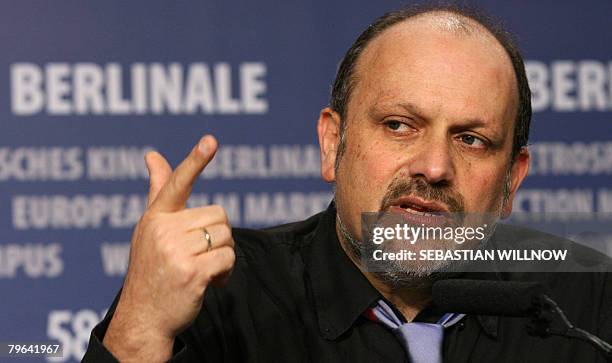 Israeli director Eran Riklis addresses a press conference for the film "Lemon Tree" at the 58th International Film Festival in Berlin on February 8,...