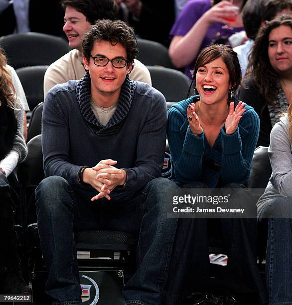 Musician John Mayer and actress Minka Kelly attend NY Knicks vs Miami Heat game at Madison Square Garden in New York City on November 11, 2007.