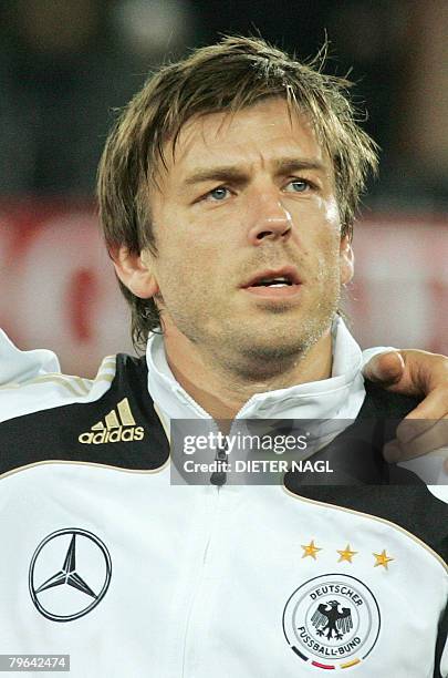 Germany's midfielder Bernd Schneider poses prior to their friendly game against Austria on 06 February 2008 at the Ernst-Happel Stadium in Vienna....