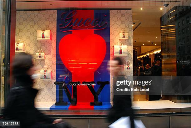 An exterior view of the new Gucci flagship store is seen during a ribbon cutting ceremony at Trump Tower on February 8, 2008 in New York City.