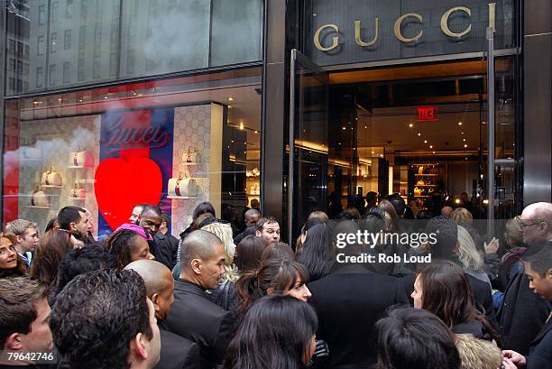 An exterior view of the new Gucci flagship store is seen during a ribbon cutting ceremony at Trump Tower on February 8, 2008 in New York City.