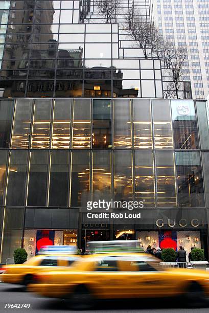 An exterior view of the new Gucci flagship store is seen during a ribbon cutting ceremony at Trump Tower on February 8, 2008 in New York City.