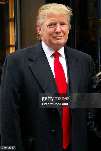 Donald Trump attends the ribbon cutting for the new flagship store at Trump Tower on February 8, 2008 in New York City.