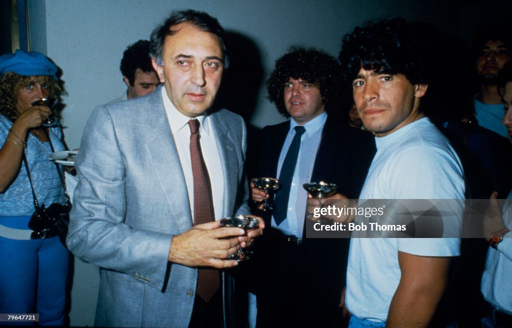 BT Sport, Football, pic: June 1984, Napoli's new signing Diego Maradona with the Napoli President Corrado Ferlaino