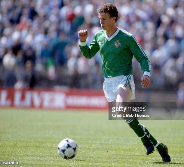 21st May 1988, World Cup Qualifier in Belfast, Northern Ireland 3 v Malta 0, Michael O'Neill, Northern Ireland, who won 31 Northern Ireland caps...