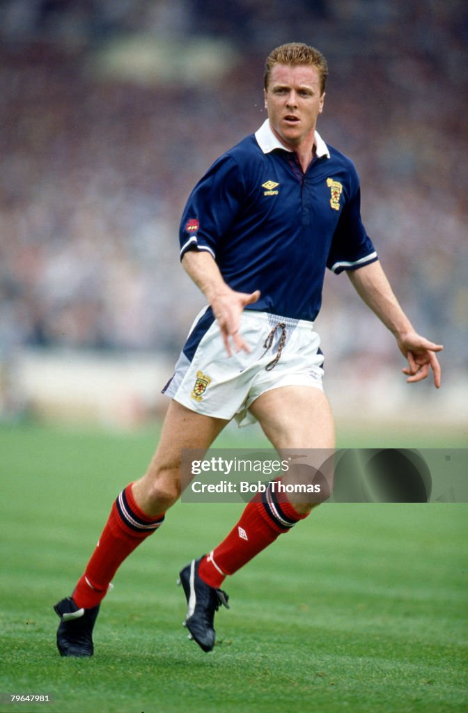 BT Sport, Football, pic: 21st May 1988, Rous Cup at Wembley, England 1 v Scotland 0, Steve Nicol, Scotland, who won 27 Scotland international caps between 1985-1992