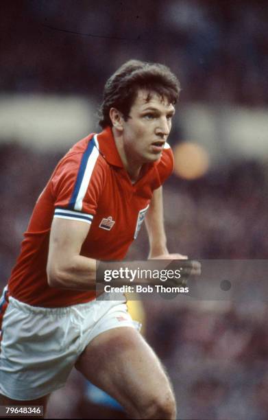 12th May 1981, Friendly International at Wembley, England 0 v Brazil 1, Alvin Martin, England central defender, Alvin Martin, won 17 England...