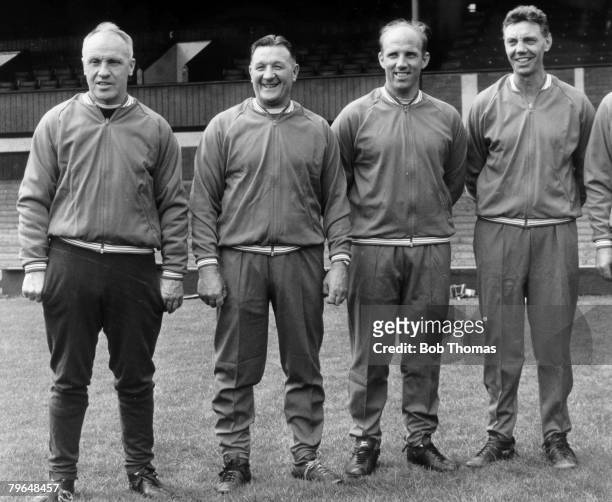 The Liverpool staff, left-right, Liverpool Manager Bill Shankly, Bob Paisley, Ronnie Moran , Joe Fagan