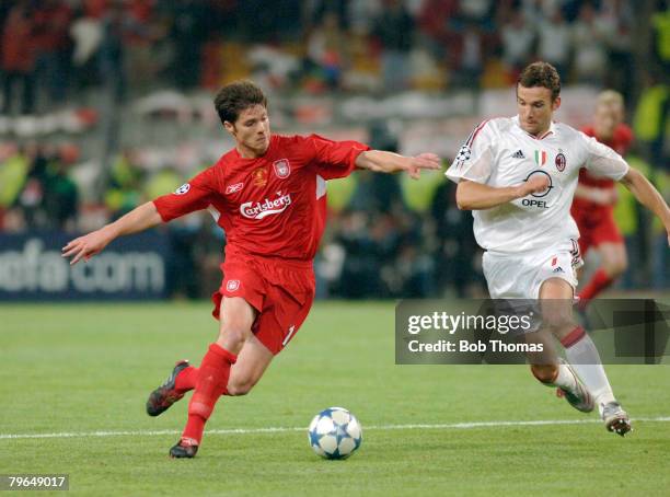 Sport, Football, UEFA Champions League Final, 25th May 2005, Ataturk Stadium, Istanbul, AC Milan 3 v Liverpool 3, , Liverpool's Xabi Alonso with...