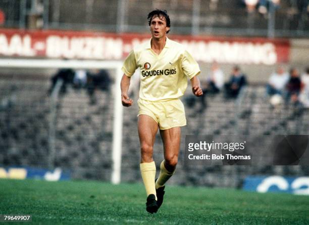 Circa 1984, Johan Cruyff, Feyenoord, 1983-1985, Johan Cruyff, one of the greatest players of all time won 48 international caps for Holland