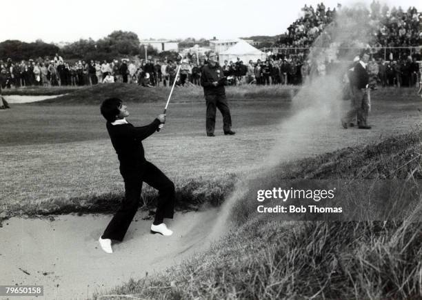 Circa 1979, Spain's Severiano Ballesteros born 1957, playing from a bunker, Severiano Ballesteros one of Europe's best ever golfers, came on to the...