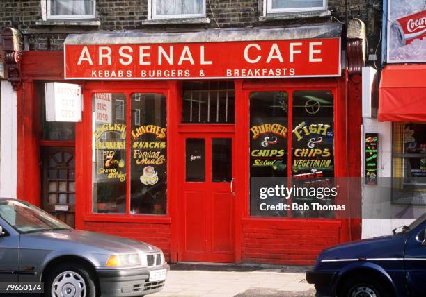 Circa 1980's, The Arsenal cafe in North London