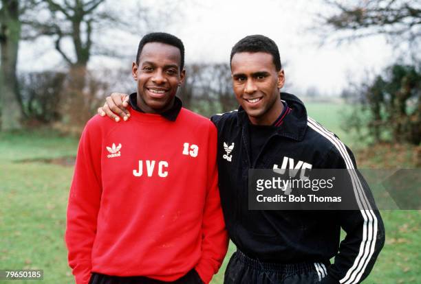Circa 1989, Arsenal's Michael Thomas, left and David Rocastle