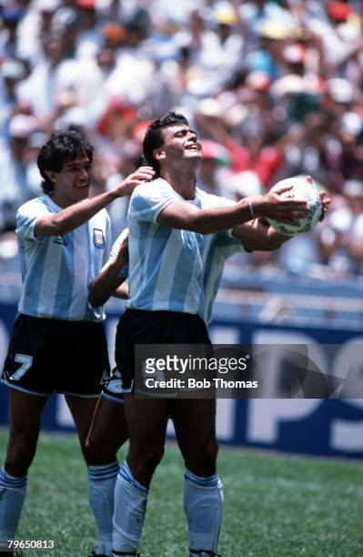 Sport, Football, World Cup Final, Aztec Stadium, Mexico, 29th June 1986, Argentina 3 v West Germany 2, Argentina's Jose Luis Brown enjoys the moment...