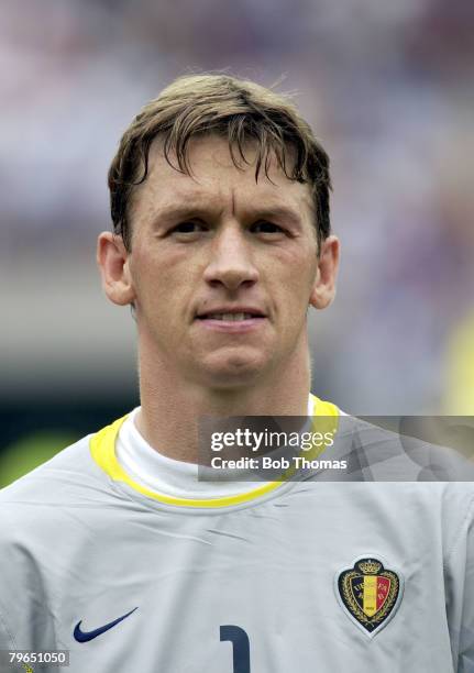 Football, 2002 FIFA World Cup Finals, Japan, June 2002, A portrait of Belgium goalkeeper Geert De Vlieger