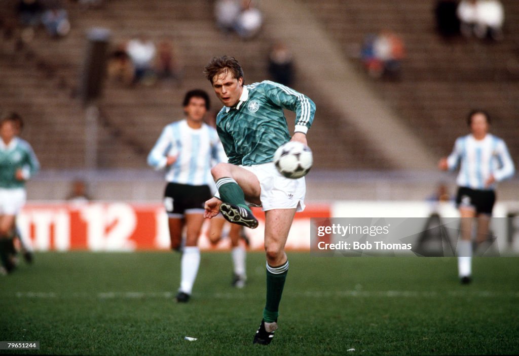Sport, Football, pic: 2nd April 1988, Tournament in West Berlin, West Germany 1 v Argentina 0, Ulrich Borowka, West Germany