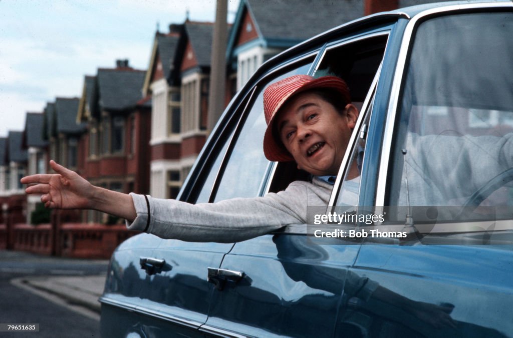 England, Circa 1960's, Comedian and entertainer Jimmy "The Kid" Clitheroe is pictured in his car