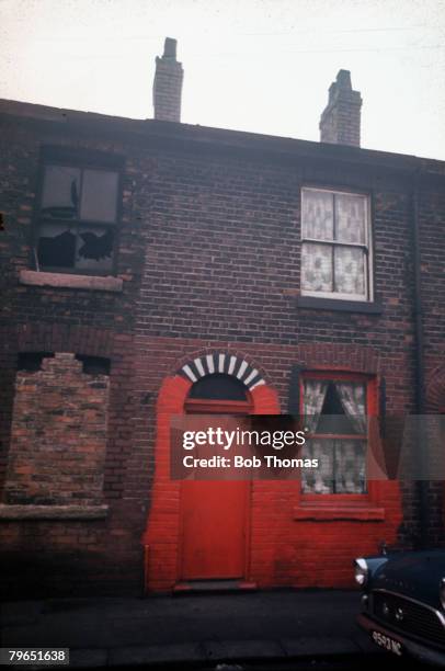 Manchester, England, Circa 1960's, The house where Moors murderess Myra Hindley lived in Gorton is pictured in disrepair