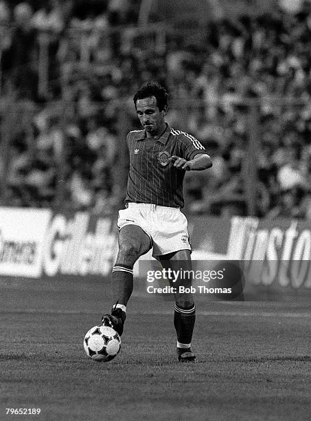 Football, 1982 World Cup Finals, Zaragoza, Spain, 17th June 1982, Northern Ireland 0 v Yugoslavia 0, Yugoslavia's Edhem Sljivo on the ball during the...