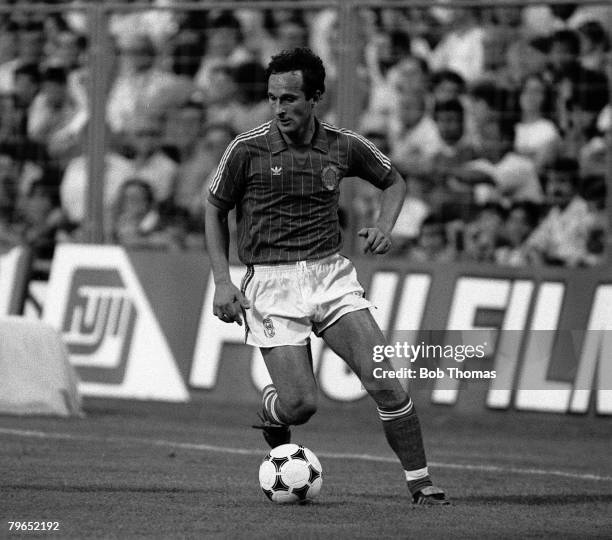 Football, 1982 World Cup Finals, Zaragoza, Spain, 17th June 1982, Northern Ireland 0 v Yugoslavia 0, Yugoslavia's Edhem Sljivo on the ball during the...