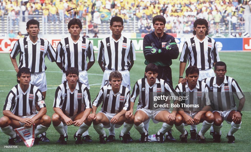 1990 World Cup Finals, Turin, Italy, 16th June, 1990, Brazil 1 v Costa Rica 0, Costa Rica pose for a team group picture before kick-off