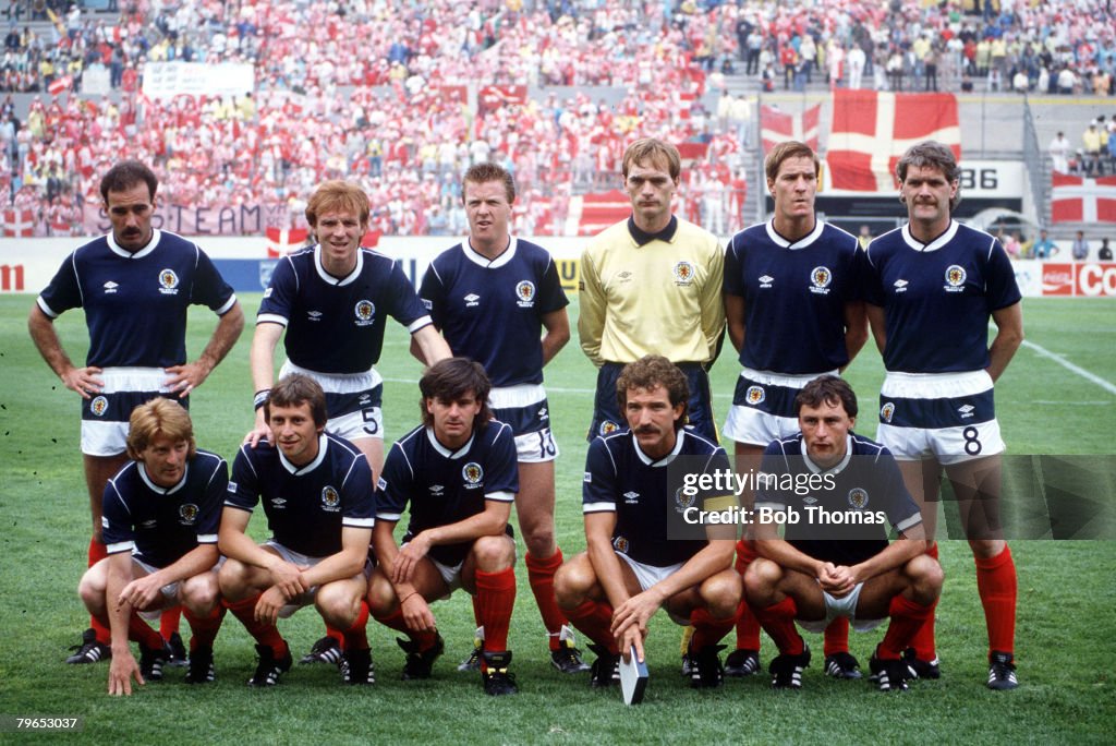 1986 World Cup Finals, Neza, Mexico, 4th June, 1986, Denmark 1 v Scotland 0, Scotland team line up before the match