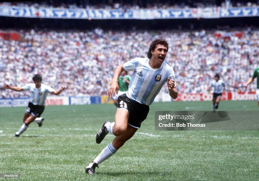 1986 World Cup Final, Azteca Stadium, Mexico, 29th June, 1986, Argentina 3 v West Germany 2, Argentina's Jorge Valdano celebrates after scoring the second goal