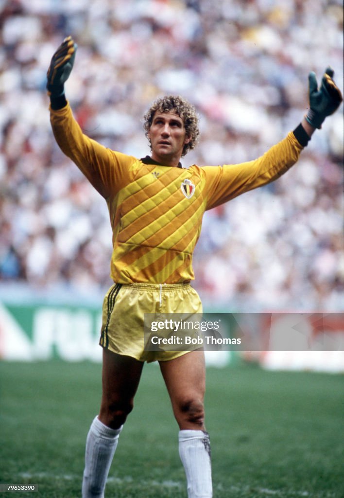 1986 World Cup Semi Final, Azteca Stadium, Mexico, 25th June, 1986, Argentina 2 v Belgium 0, Belgium's goalkeeper Jean Marie Pfaff