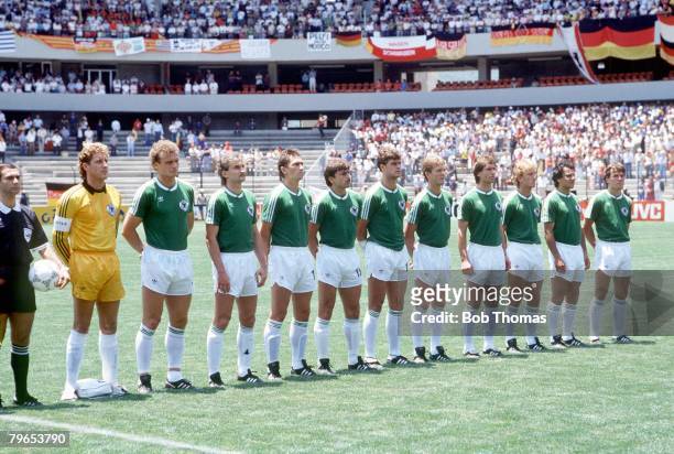 World Cup Finals, Queretaro, Mexico, 4th June 1986, West Germany 1 v Uruguay 1, The West Germany team line up before the match