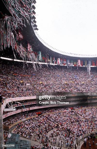 World Cup Finals, Azteca Stadium, Mexico, 31st May Opening Ceremony, A general view shows a small section of the vast crowd in the stadium during the...